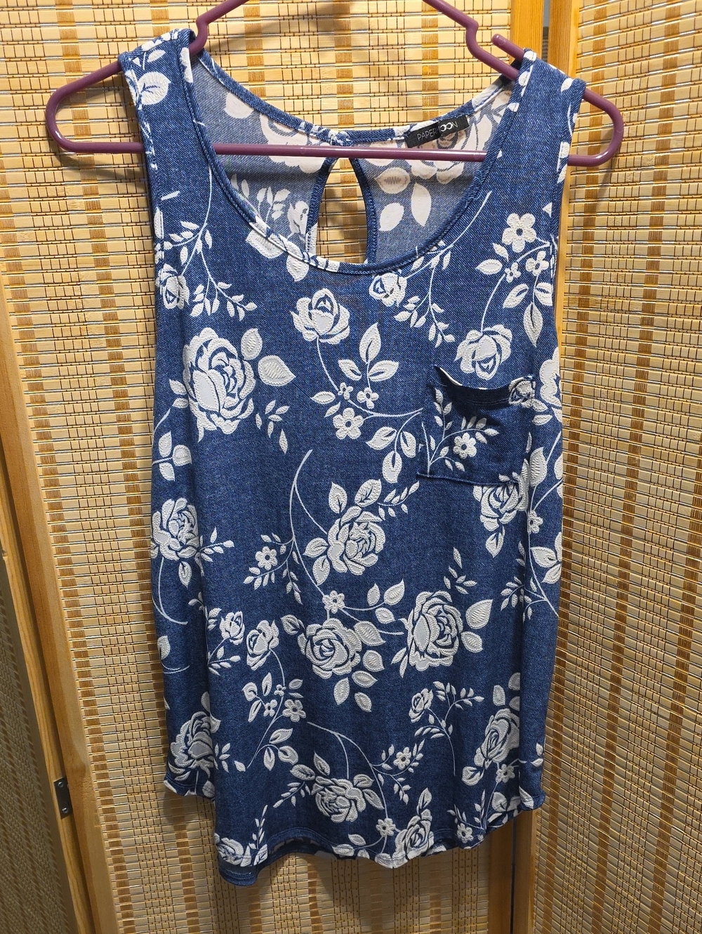 Papermoon Blue Floral Keyhole Tank with Pocket